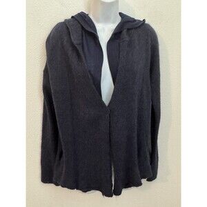 Anthoropologie MOTH Hoodie Cardigan Alpaca Blend Layered Hood Size M Blue